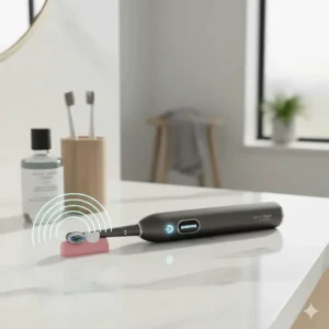 A diagram showing the Sensitive mode on a sonic toothbrush, ideal for Canadians with sensitive teeth during cold winter months.