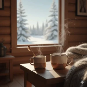 A cozy morning routine in Canada featuring a soft bristle toothbrush next to a steaming cup of coffee.