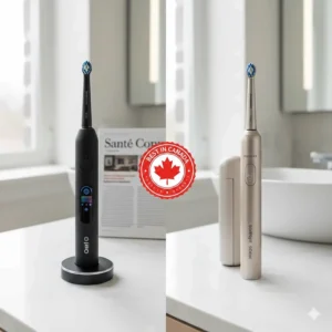 Visual guide to the pressure sensor alerts on Oral-B and Philips Sonicare toothbrushes to protect gum health.