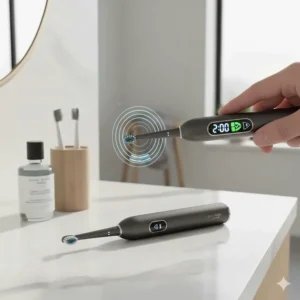 An interface illustration of a 2-minute smart timer, following the brushing guidelines of the Canadian Dental Association.