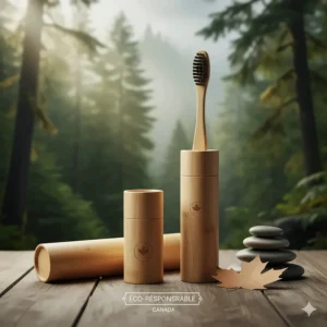 Close-up diagram of a ventilated travel toothbrush with case designed to prevent moisture buildup and bacteria.