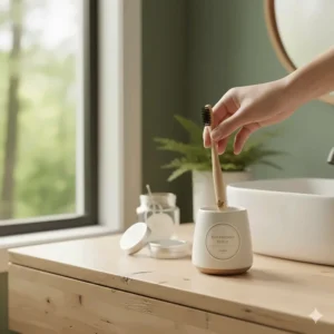 Sustainable charcoal toothbrush with bamboo handle, perfect for eco-conscious Canadian consumers looking to reduce plastic waste.