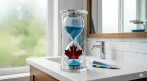 Illustration of a 2-minute dental timer for kids' electric toothbrushes to ensure proper brushing duration.