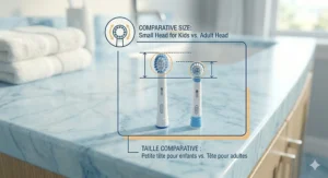 Graphic illustrating the 3-month replacement cycle for Oral-B kids replacement brush heads as recommended by Canadian dental professionals.