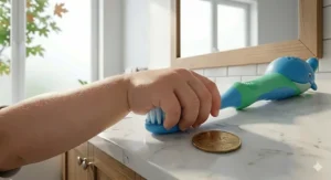 Illustration of a chunky, non-slip handle perfect for a toddler's developing motor skills.
