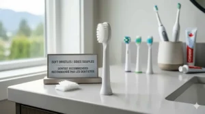 Detailed view of high-quality soft bristles on multi-brand compatible brush heads for gentle cleaning.