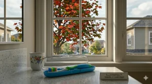 A toothbrush for an 8 year old packed in a travel case, ready for a Canadian summer camp or family road trip.