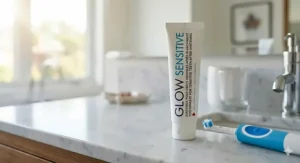 Incorporating toothpaste for sensitive teeth after whitening into a daily morning routine. / Intégration du dentifrice pour dents sensibles après blanchiment dans la routine matinale.