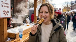 Canadian enjoying cold ice cream without tooth pain after applying a toothpaste for sensitive teeth that works immediately.