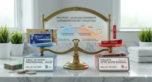 Illustration of the price-to-value ratio for teeth whitening treatments in Canadian dollars (CAD).