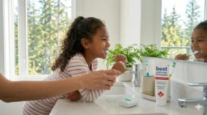 A young child brushing with the best anticavity toothpaste, emphasizing healthy habits for kids.