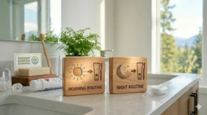 Icons representing the morning and night routine with the best anticavity toothpaste for protection.
