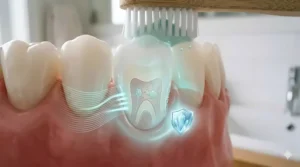 An illustration showing soothing relief for sensitive teeth and gums.