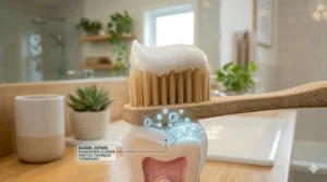 High-quality texture shot of professional-grade fluoride toothpaste.