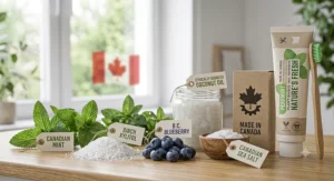 Ethically sourced Canadian botanical ingredients used to manufacture cruelty-free plant-based toothpaste.