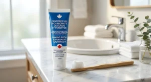 Baking soda and hydrogen peroxide toothpaste formulation for gentle deep cleaning