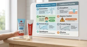 Comparison chart of nano hydroxyapatite toothpaste for kids versus traditional fluoride toothpaste